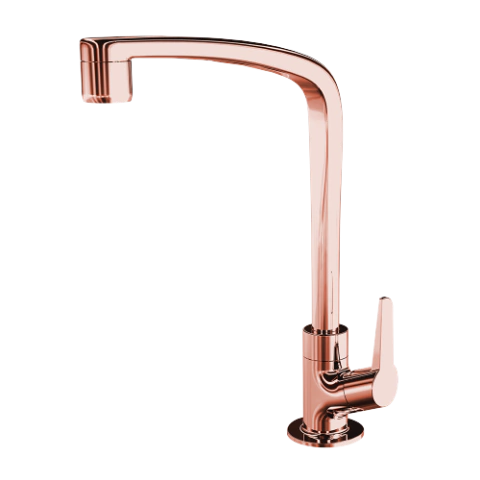 Torneira de Mesa para Cozinha Bica Móvel Flatt Rosa-Gold Lorenzetti