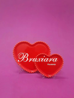 Prato Coração c/bolinha - Vermelho