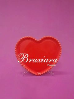 Prato Coração c/bolinha - Vermelho - loja online