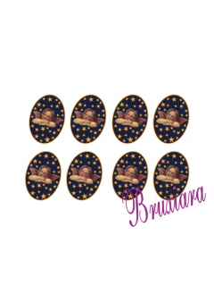 55416(A) Anjos com estrelas oval - Bruxiara Porcelanas