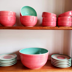 Vajilla FLOR Coral/Aqua - Ceramicas Huasimanta