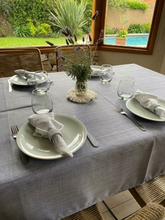 Mantel de Gabardina Acrilica Antimanchas LINO GRIS OSCURO Diseño Exclusivo