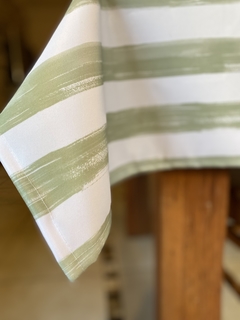 Mantel de Gabardina Acrilica Antimanchas Diseño Propio pincelas Verde Musgo - comprar online