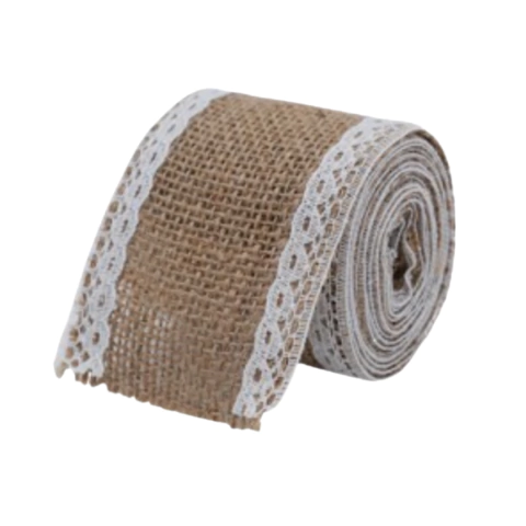 ROLLO DE ARPILLERA NATURAL CON BORDE ENCAJE BLANCO 6 cm X 2 Mts. - comprar online