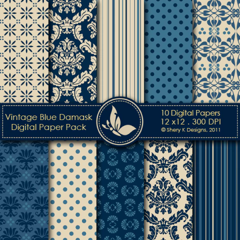 SK - VINTAGE BLUE DAMASK