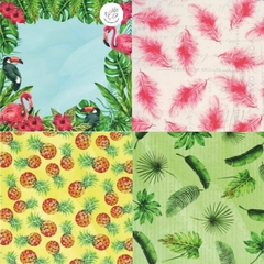 PAPEL SCRAPBOOKING 160 GR *VERANO TROPICAL* 24 HOJAS 30,5X30,5 CM - Ando Creando - Tienda & Taller