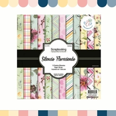 PAPEL SCRAPBOOKING 160 gr *SILENCIO FLORECIENDO* 24 hojas 30,5x30, 5cm