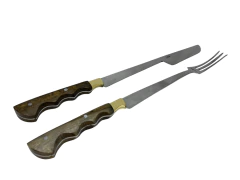 Kit parrillero largo cuchillo y tenedor acero inoxdable La mulita - comprar online