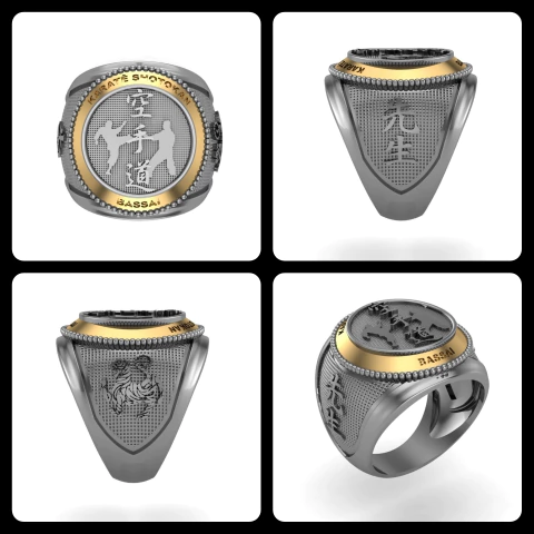 Anel Bassai karate Shotokan - Ginglass 3D Joias