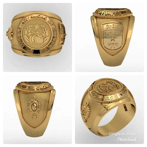 750 -18k gold armored instruction center ring