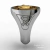Anillo memento mori en plata de ley (950) con oro de 18k (750) - Ginglass Joias3D & Modelagem3D 