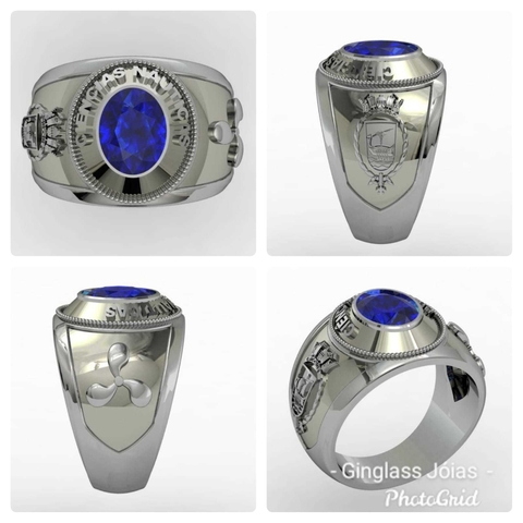Anillo de ciencias náuticas en plata de ley (950)