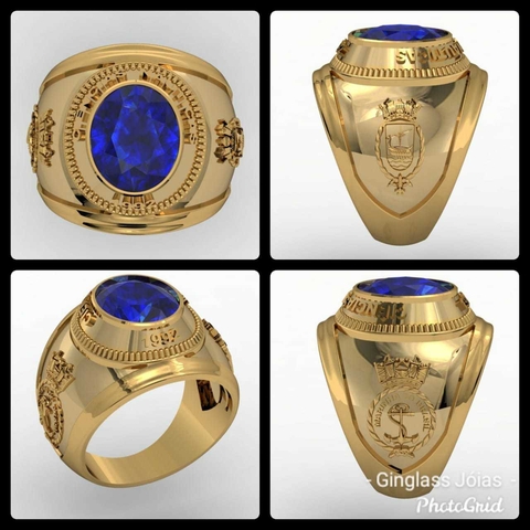 Anel ciências náuticas em ouro 18k (750)