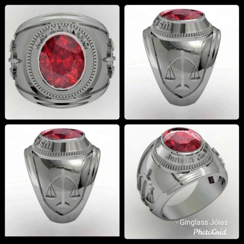 Anel de formatura direito em prata de lei 950