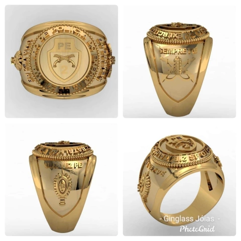 2nd army battalion police ring in gold (750) 18k