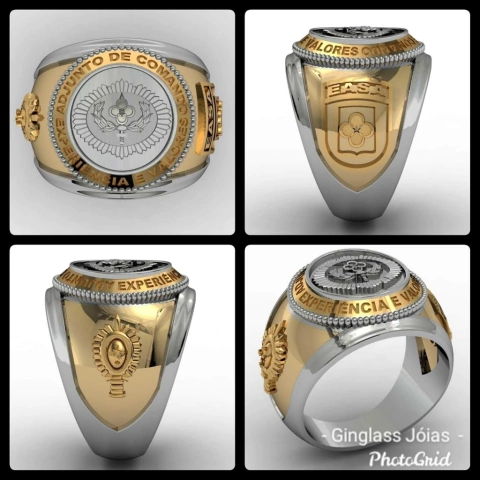 Anillo de mando adjunto en oro (750) 18k con plata de ley (950)