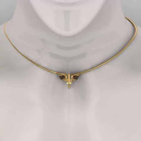 conjunto pingente e cordao gladio alado em ouro (750) 18k