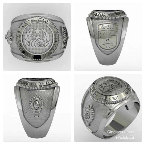 Sterling silver armored instruction center ring - buy online