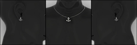 conjunto de pendientes y colgantes anclados en plata de ley 950