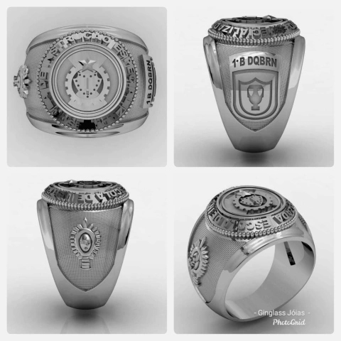 Anel da escola de instrução especializada em prata de lei