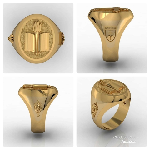 Anillo de capellán militar de oro de 18k