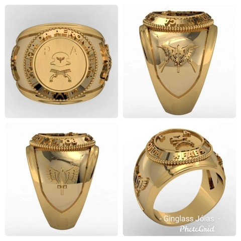 Anillo de policía de aviación en oro (750) 18k