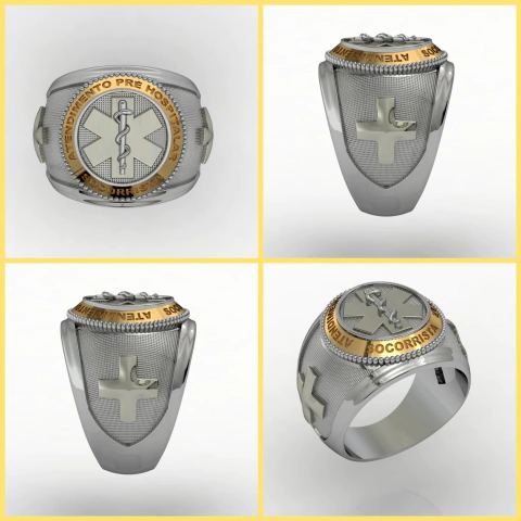 APH Rescuer ring in sterling silver with 18k gold