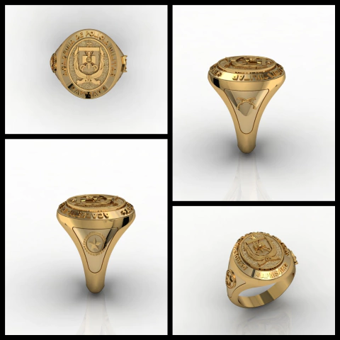 Anillo de la academia de policía militar de Alagoas en oro de 18k
