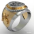 White clay military police academy ring in 18k gold with sterling silver on internet