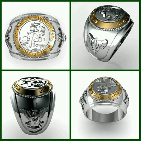 Anel Instrutor de Vôo em Prata com Ouro 18k