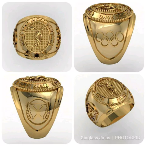 Anel Educação Física em Ouro 18k