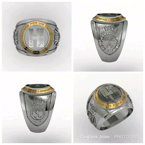Anel da Turma Hotel Uno em Prata com Ouro - Ginglass Joias3D & Modelagem3D 