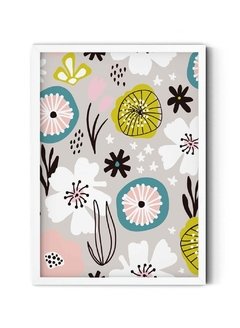 Flores fondo gris