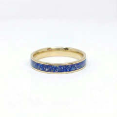 Aliança de ouro 18k com Lapis lazuli
