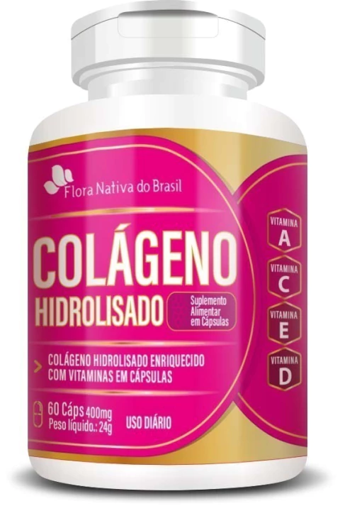 Colágeno Hidrolisado Com Vitaminas 60 Caps 400mg Flora Nativa do Brasil