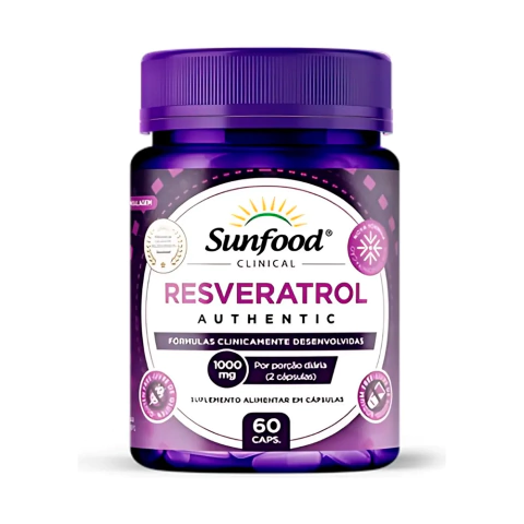 Resveratrol Authentic 1000mg em 2 caps / 60 softgels / Sunfood - comprar online