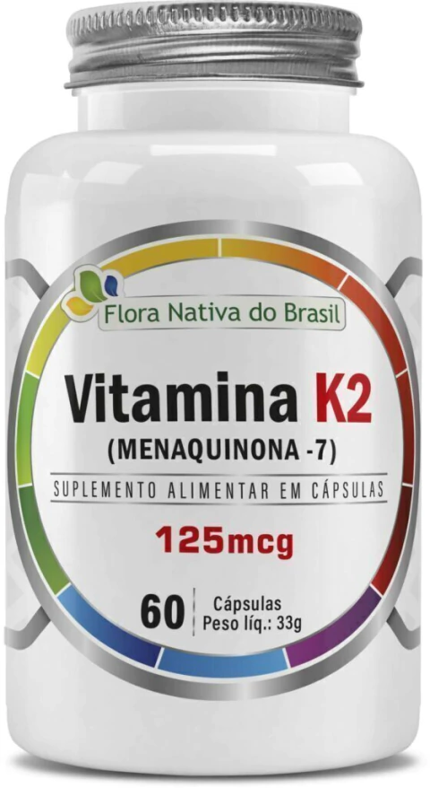Vitamina K2 Menaquinona - 7 125mcg 60 cápsulas Flora Nativa do Brasil
