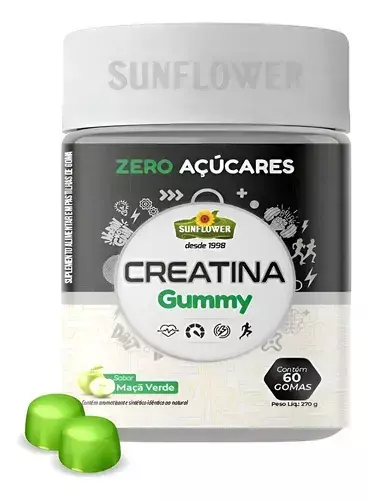 Creatina Gummy | Creatina em Goma Monohidratada 60 un Sabor Maçã Verde – Praticidade e Sabor para Sua Performance - Sunflower