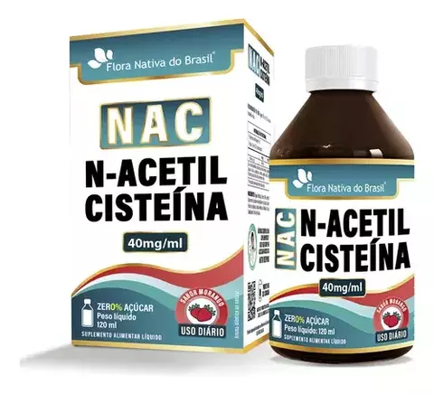 NAC [N-ACETILCISTEÍNA] 40MG 120ML LÍQUIDO SABOR MORANGO FLORA NATIVA DO BRASIL