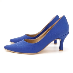 Stilettos azul francia ecocuero graneado 6,5 cm - comprar online