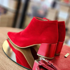 Botitas CAPRI gamuzado rojo taco Metalizado - comprar online