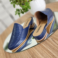 Mules ABRIL Croco azul