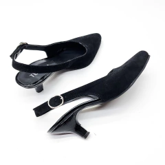 Stilettos tipo Chanel modelo DIANA GAMUZADO NEGRO - comprar online