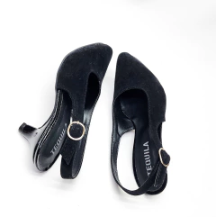 Stilettos tipo Chanel modelo DIANA GAMUZADO NEGRO - Tequilaonline