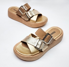 Sandalias LUPE platino, oro y camel