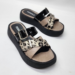 Sandalias LUPE vison, print platino y negro