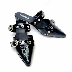 Mules CALU charol negro - comprar online