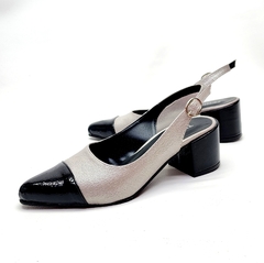 Stilettos tipo Chanel modelo COCÓ plata y charol negro - Tequilaonline
