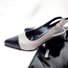 Stilettos tipo Chanel modelo COCÓ plata y charol negro - tienda online