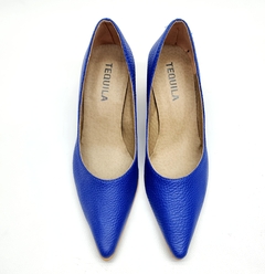 Stilettos Folia azul francia graneado en internet